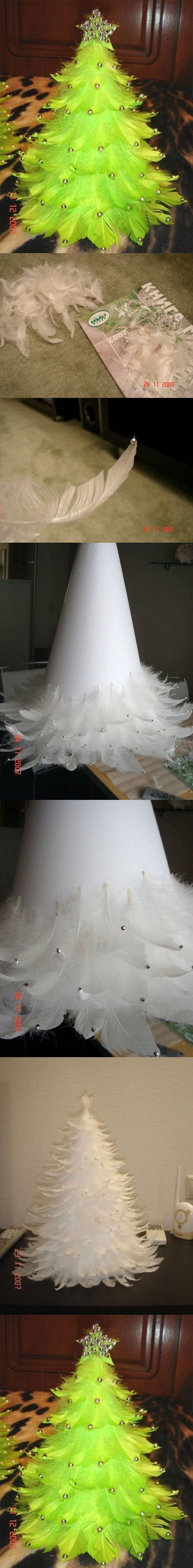 DIY Christmas Tree out of Feathers