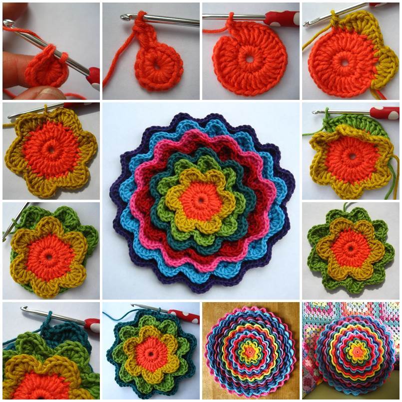crochet flower cushion diy blooming pattern crochê tapetes patterns icreativeideas adornos para em almofada flowers mandala flor almofadas padrões flores