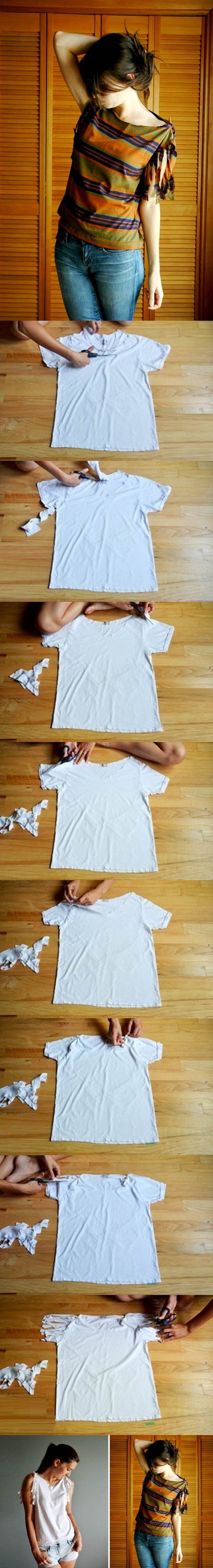 DIY sin costuras remodelar una camiseta básica 2