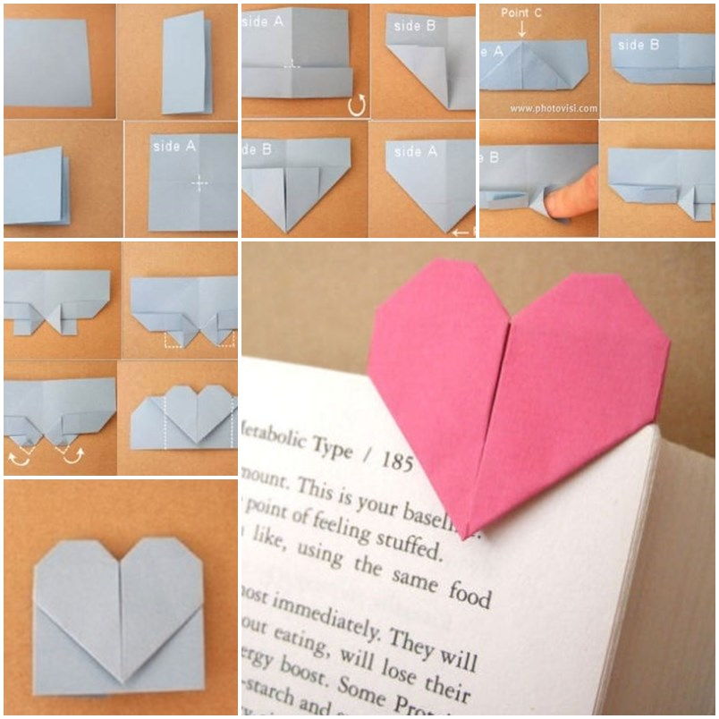 DIY Origami Heart Shaped Bookmark