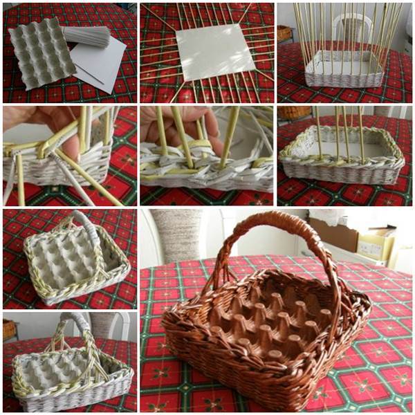 DIY Woven Paper Easter Egg Basket and Tray 3