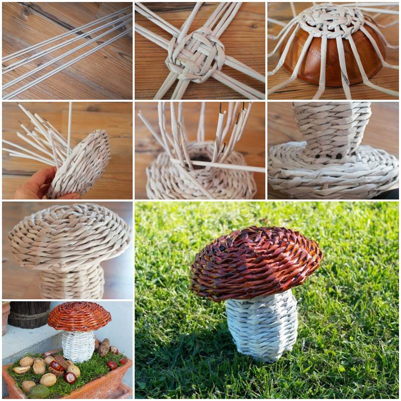 DIY Woven Paper Mushroom 1