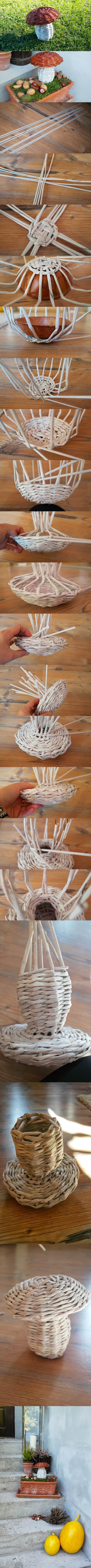 DIY Woven Paper Mushroom 2