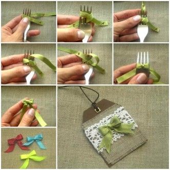 DIY Satin Ribbon Bow with a Fork 1