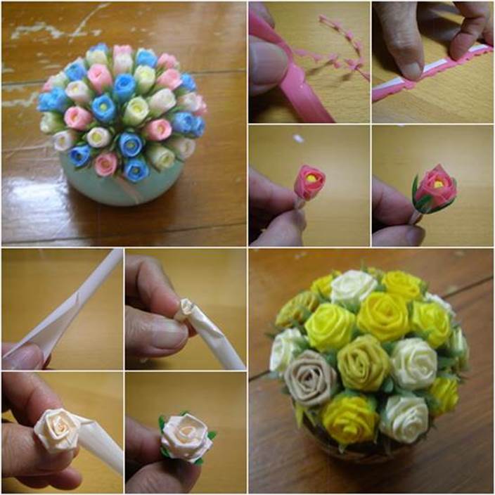 flowers diy drinking straws tutorial straw paper crafts dari icreativeideas flower bunga bekas membuat kerajinan cara sedotan tangan barang creative