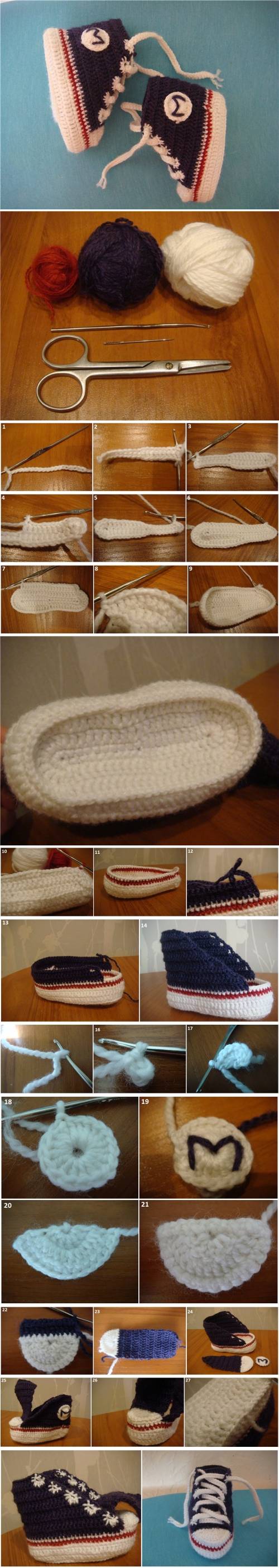 How to DIY Sneaker Style Crochet Baby Booties 0