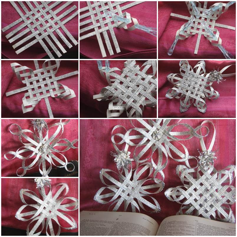 Creative Ideas – DIY Woven Paper Snowflake Ornaments | iCreativeIdeas.com