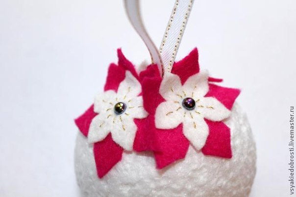 felt diy ball ornament flower creative icreativeideas