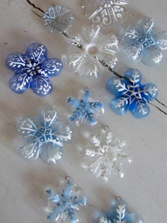 plastic christmas diy tree bottles creative ornaments bottle snowflake water decorations recycle recycled made craft decor using crafts kids friendly