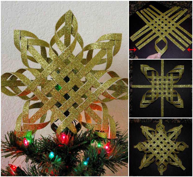 Creative Ideas DIY Woven Paper Snowflake Ornaments