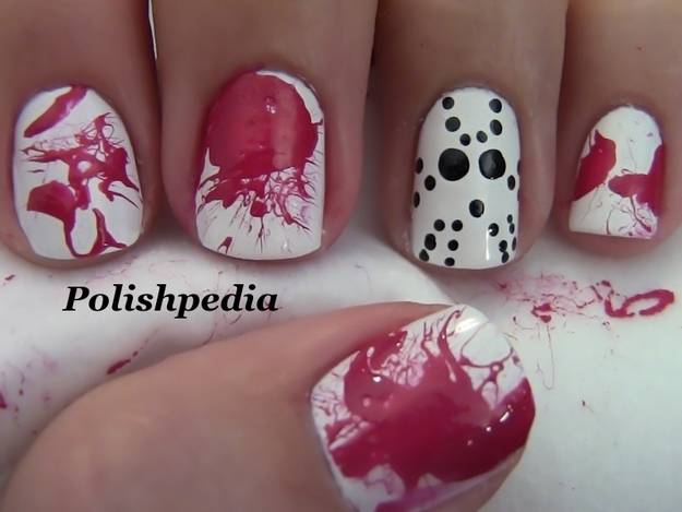 40+ Spooky and Creative DIY Halloween Nail Art Ideas --> Jason Mask Nail Art