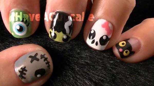 40+ Spooky and Creative DIY Halloween Nail Art Ideas --> Halloween Monster Nail Art