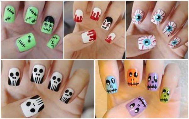 40+ Spooky and Creative DIY Halloween Nail Art Ideas --> Five Cute & Easy Halloween Nail Tutorials