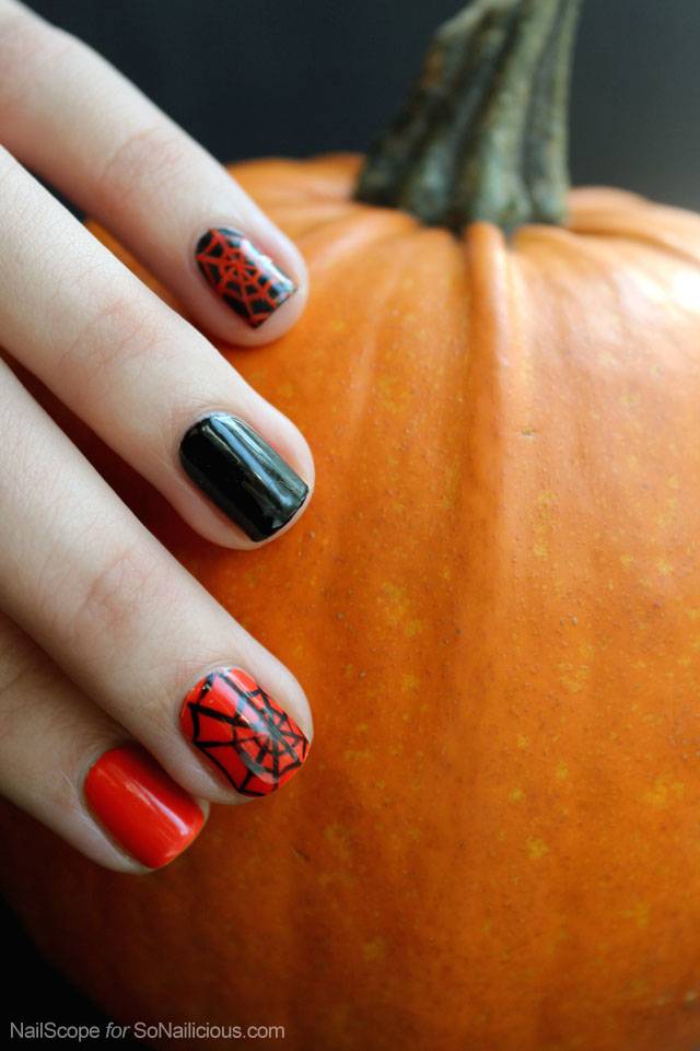 40+ Spooky and Creative DIY Halloween Nail Art Ideas --> Easy Spider Web Halloween Nail Art