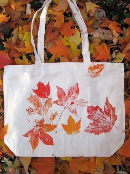 leaves fall projects diy craft leaf autumn creative tote prints
