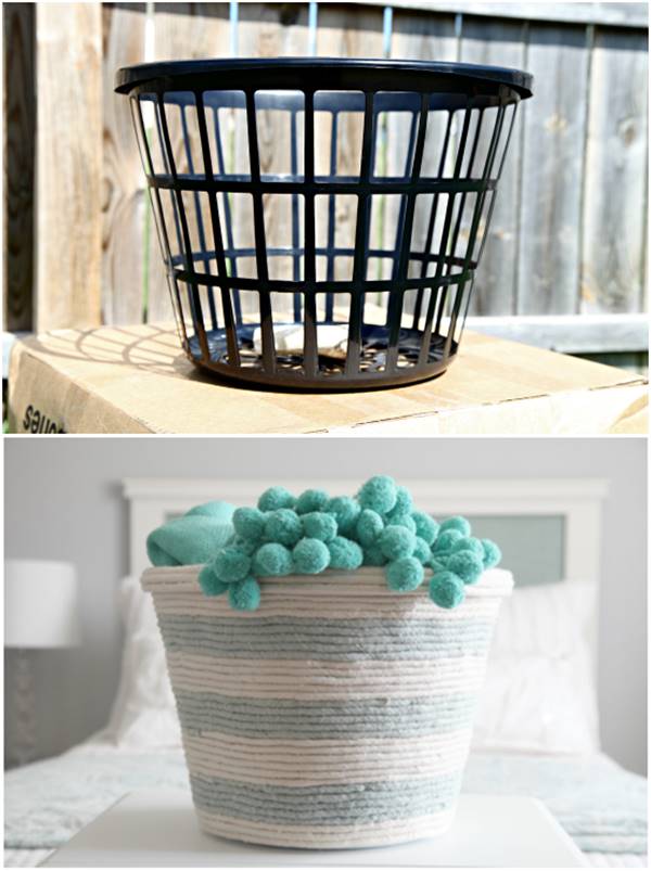 Creative Ideas DIY Rope Basket From A Dollar Store Laundry Basket