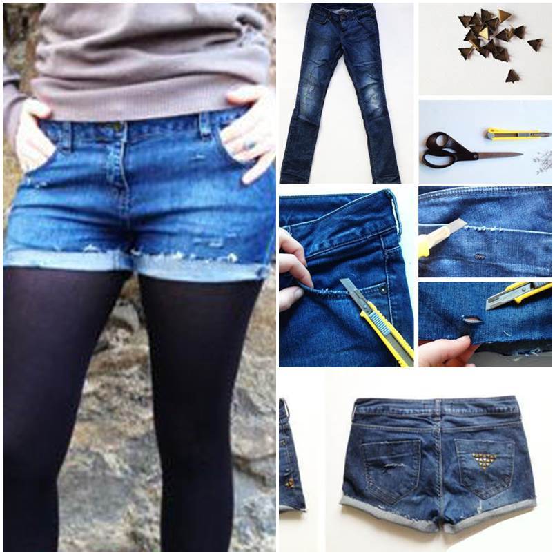 DIY Studded Shorts from Old Jeans