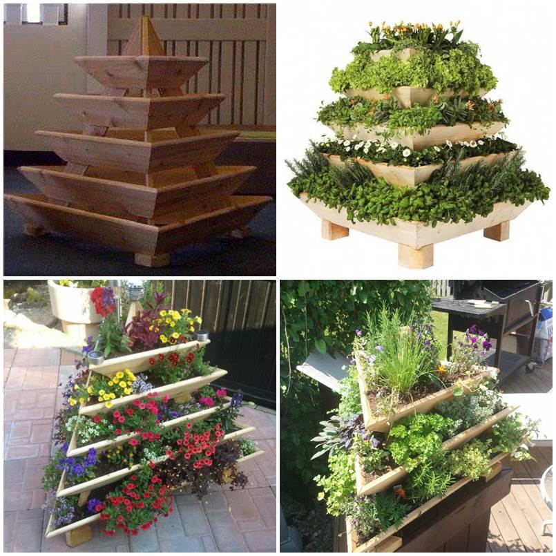 garden diy pyramid vertical planter gardening plant idea tower creative icreativeideas space beesdiy saving