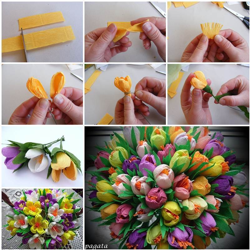 DIY Beautiful Bouquet of Crepe Paper Crocuses
