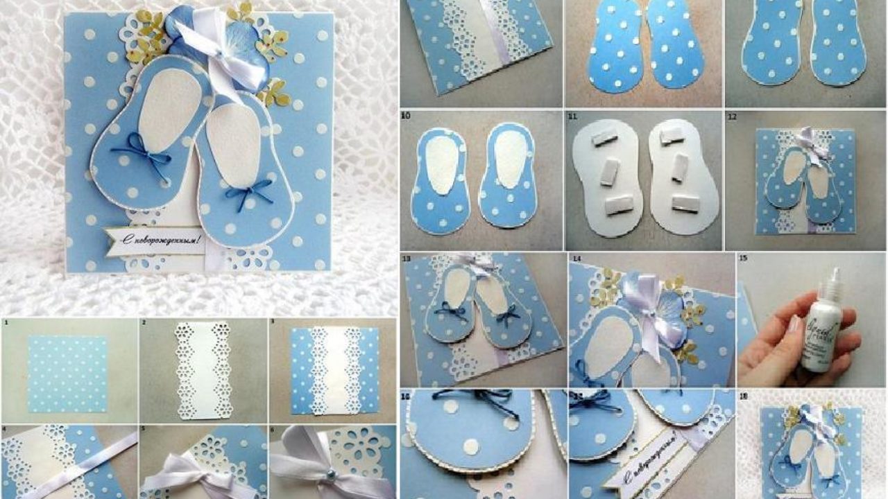diy cute baby shoes themed card