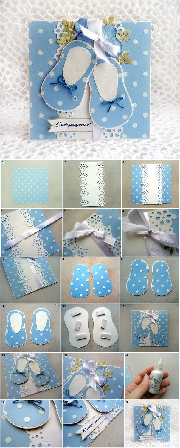 diy cute baby shoes themed card