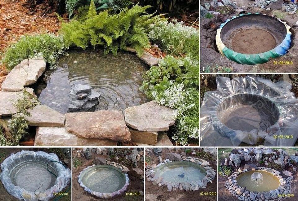 Diy Mini Pond From Old Tire, Easy Way To Make A Mini Garden Pond