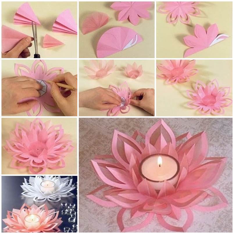 DIY Paper Lotus Candlestick DIY Paper Lotus Candlestick