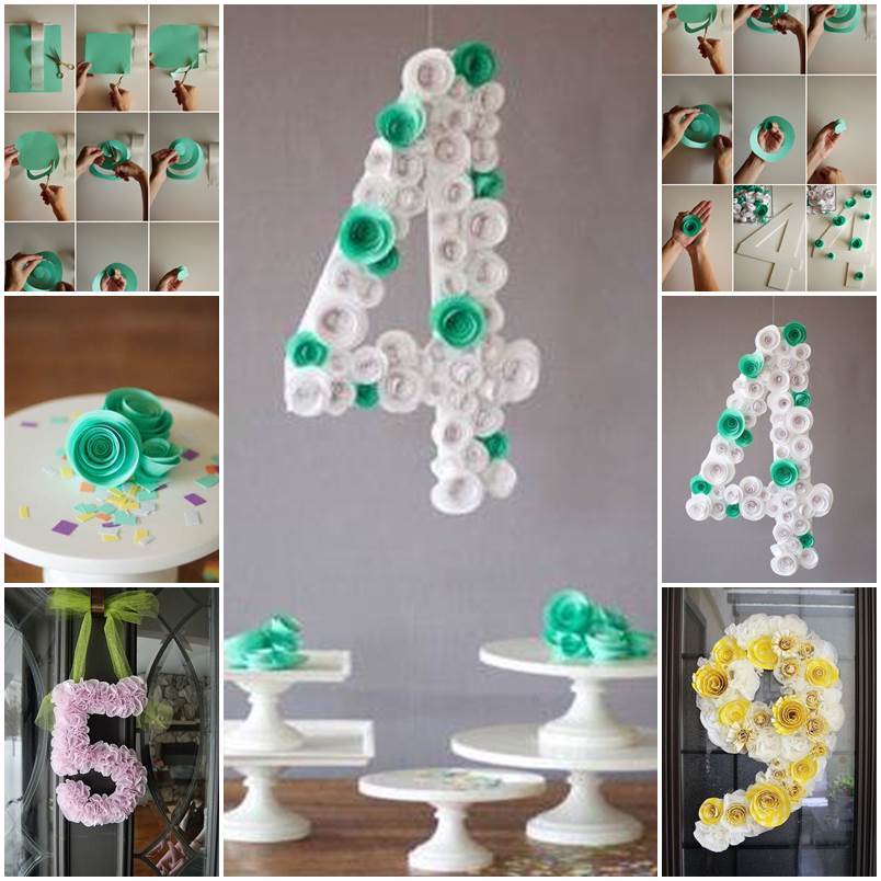  DIY  Spiral Flower Number Party  Decoration 