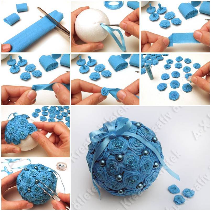 DIY Styrofoam Rose Ball Ornament