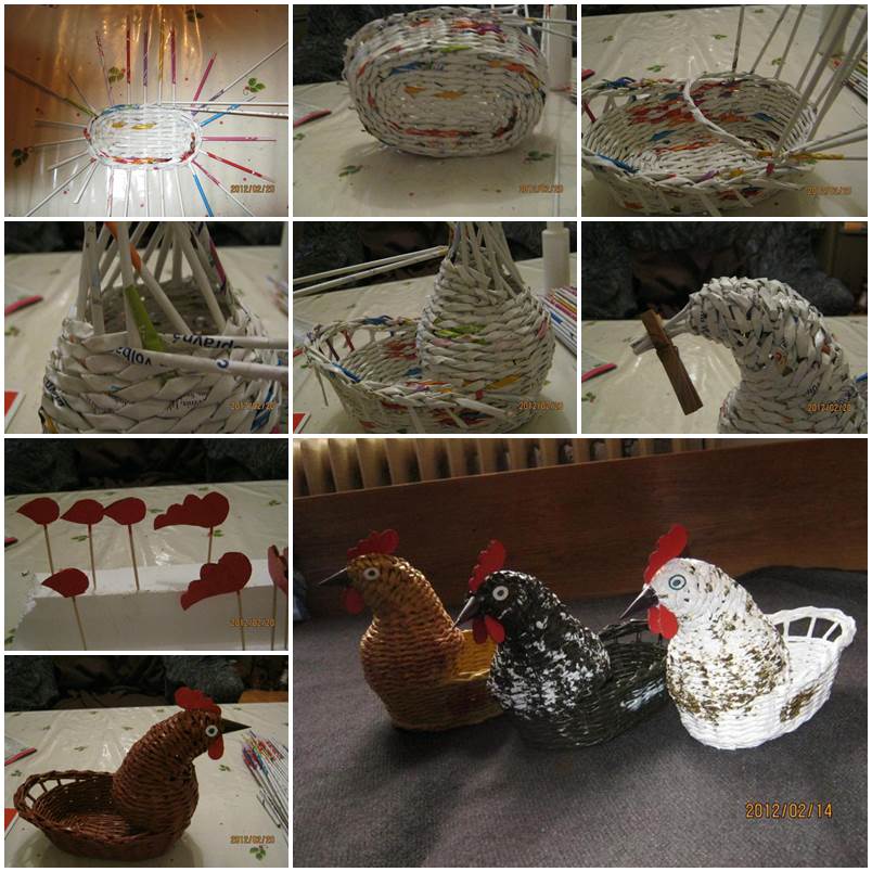 Diy woven paper easter egg basket and tray