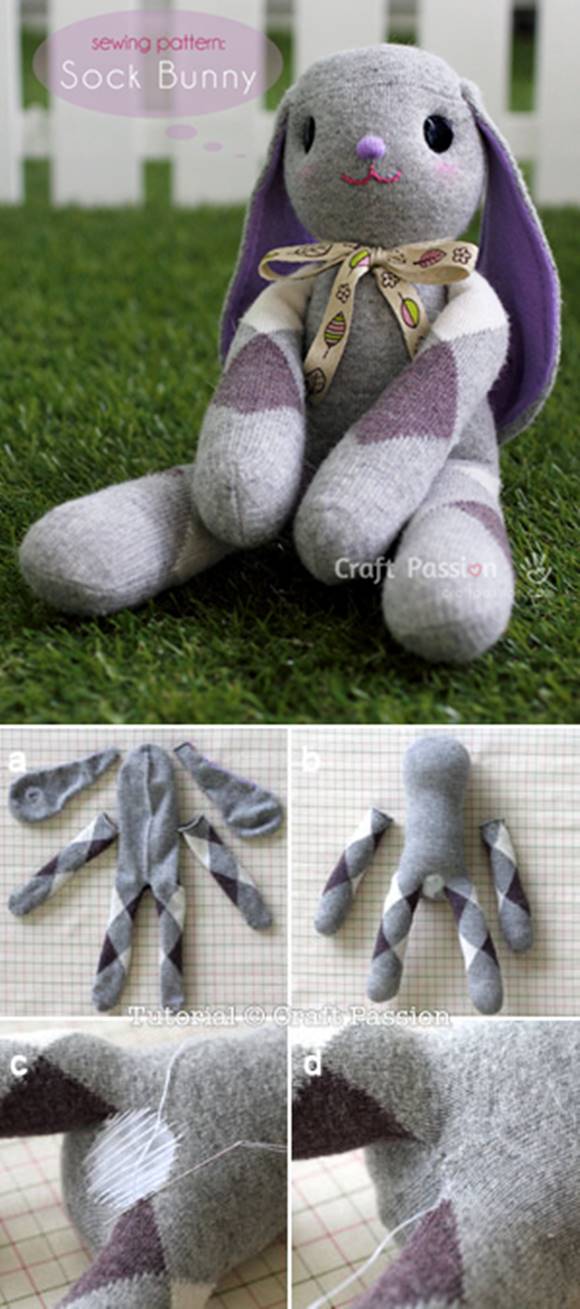 Diy adorable sock bunny