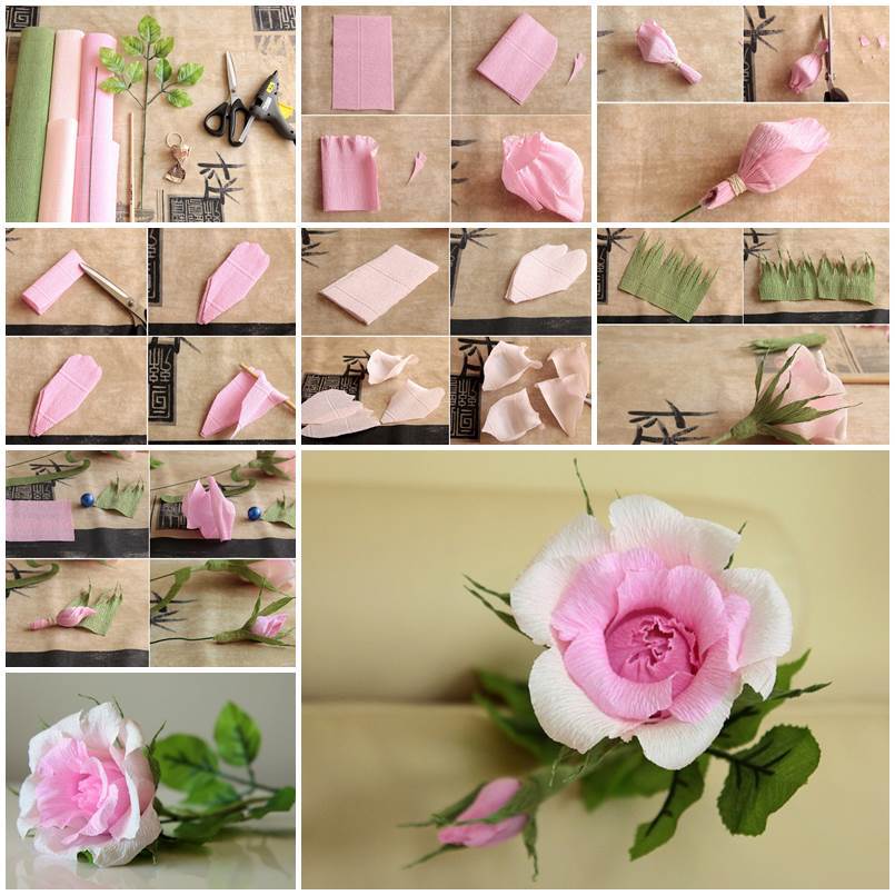 Diy Beautiful Pink Crepe Paper Rose