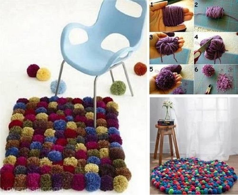 DIY Colorful Pom-Pom Rug