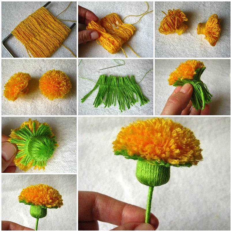 woolen thread flower making