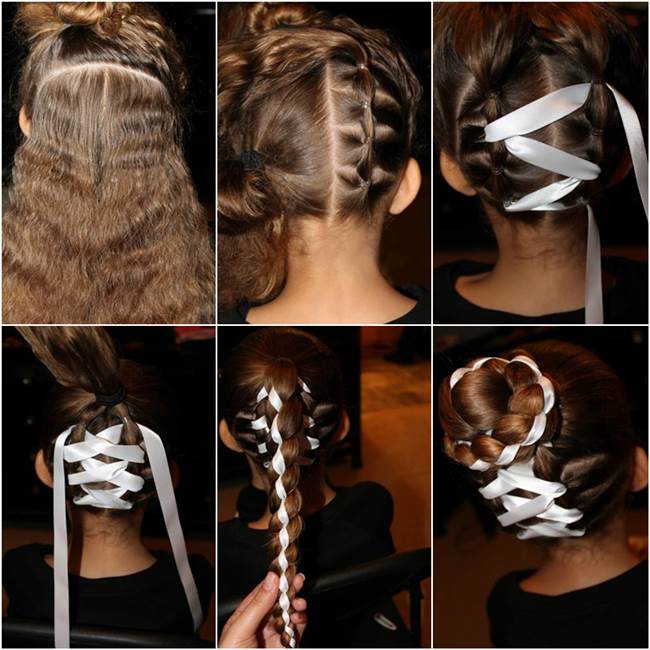 How To Diy Cute Braided Bun With Ribbon Hairstyle