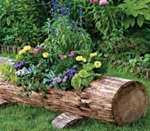 how to make beautiful log garden planter