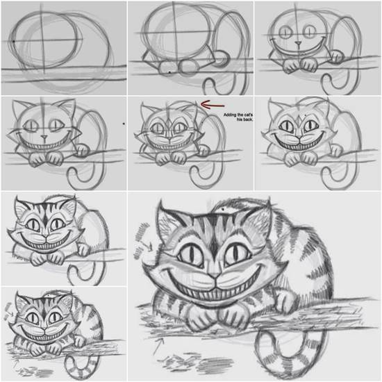 How To Draw The Cheshire Cat Easily