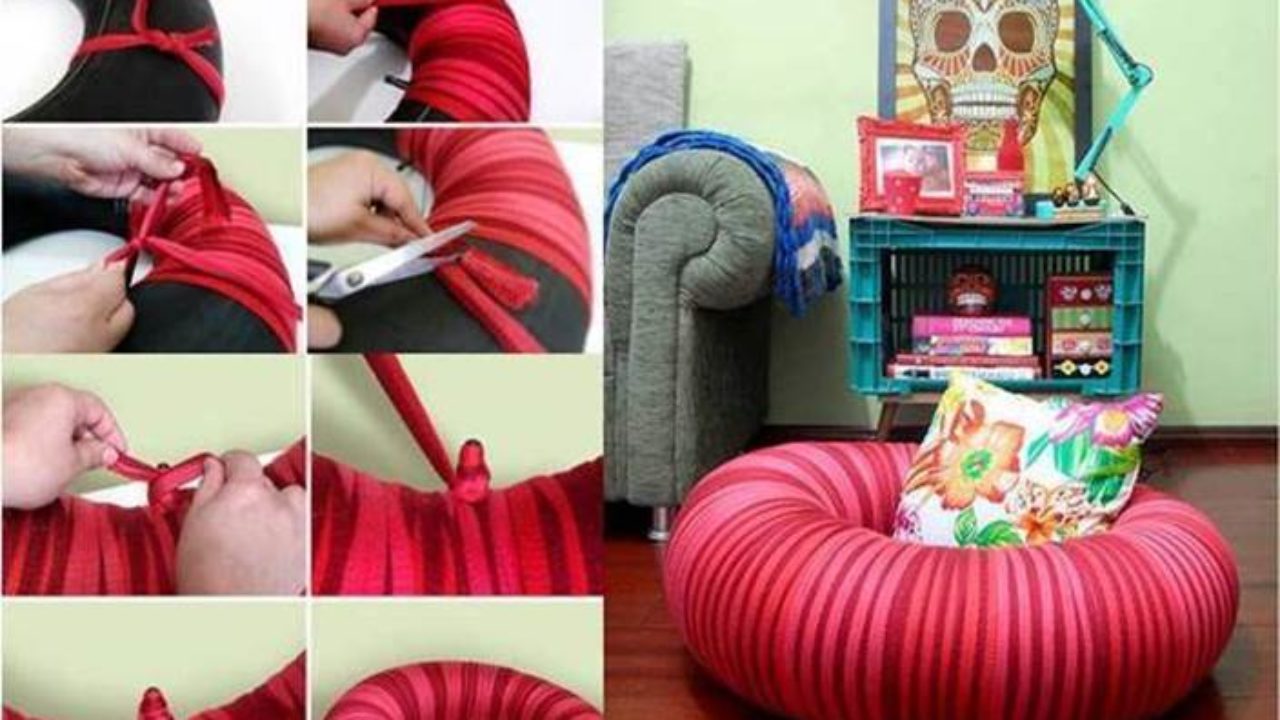 How To Make Pouf Chair From Old Tire Diy Tutorial