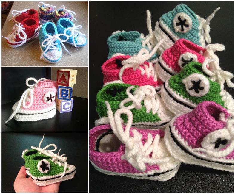 DIY Adorable Crochet Baby Converse Booties