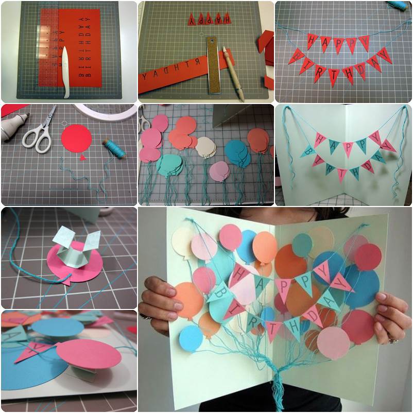 How to DIY  Creative Happy Birthday  Banner and Balloon Card