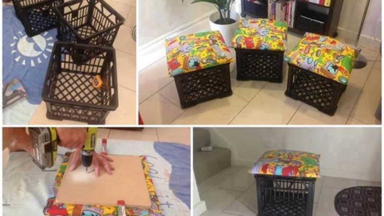 How To Diy Storage Ottoman From Milk Crate