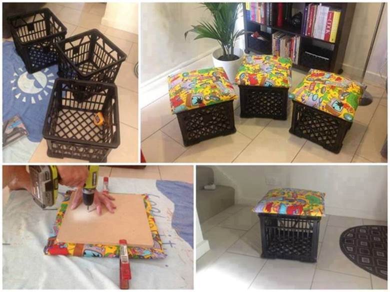 30 Awesome DIY Storage Ideas - DIY Joy How to DIY Storage Ottoman from Milk Crate