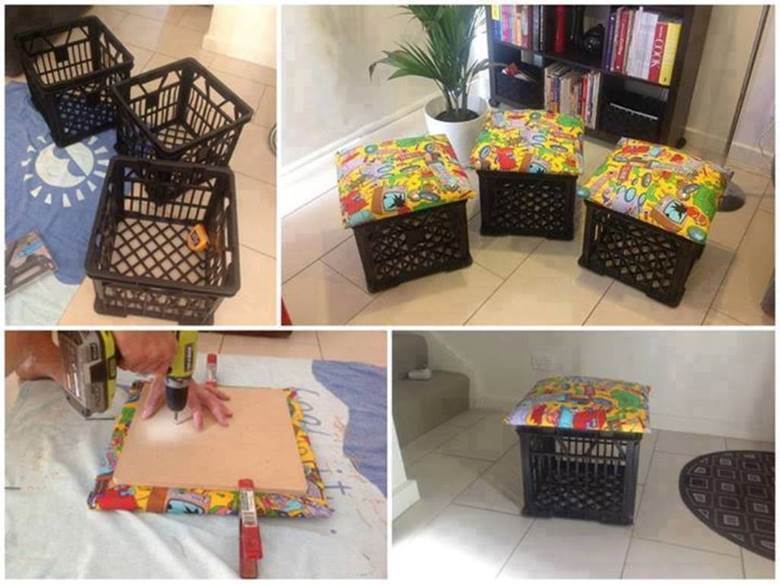 How To Diy Storage Ottoman From Milk Crate