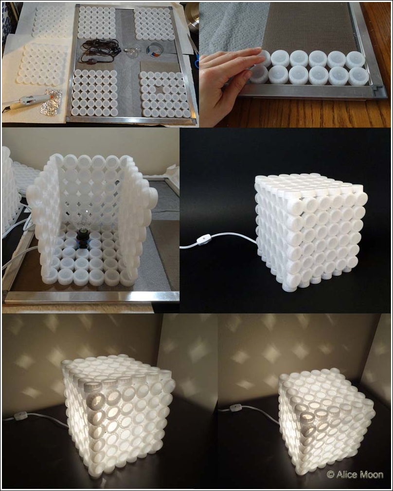 Diy Creative Plastic Bottle Cap Lamp, How To Make A Lampshade From Recycled Materials