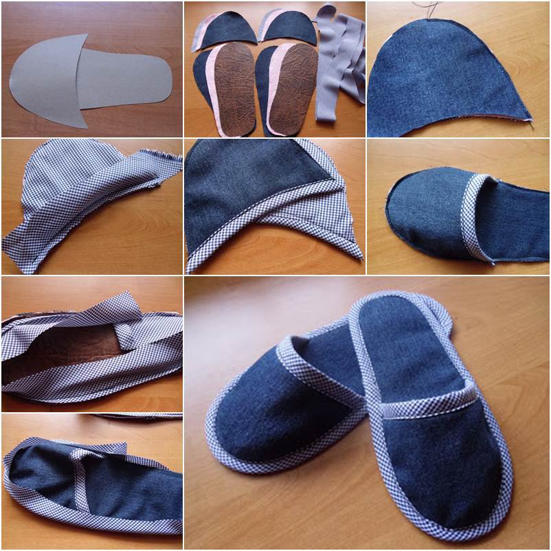 How to DIY Simple Denim Home Slippers