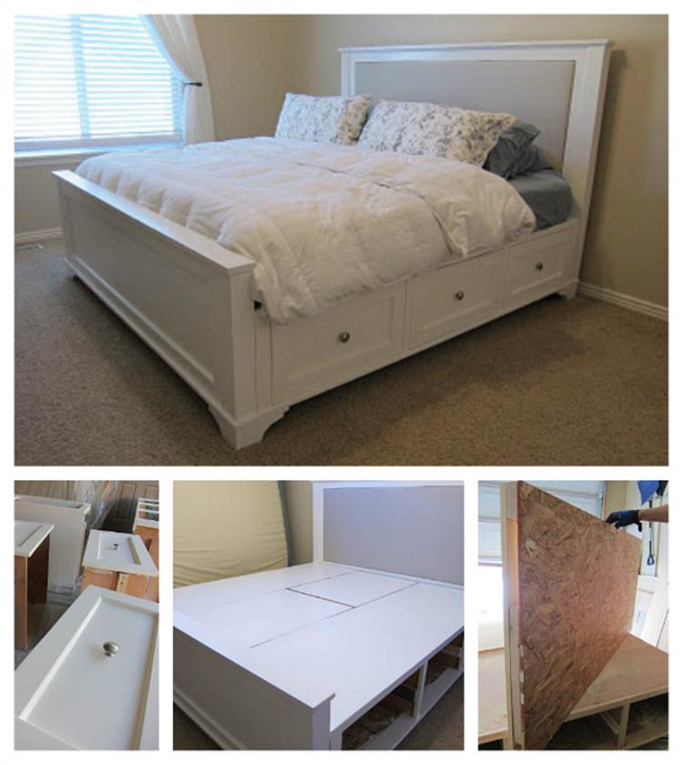 Creative Diy King Size Bed, How To Build A King Size Platform Bed Frame With Drawers