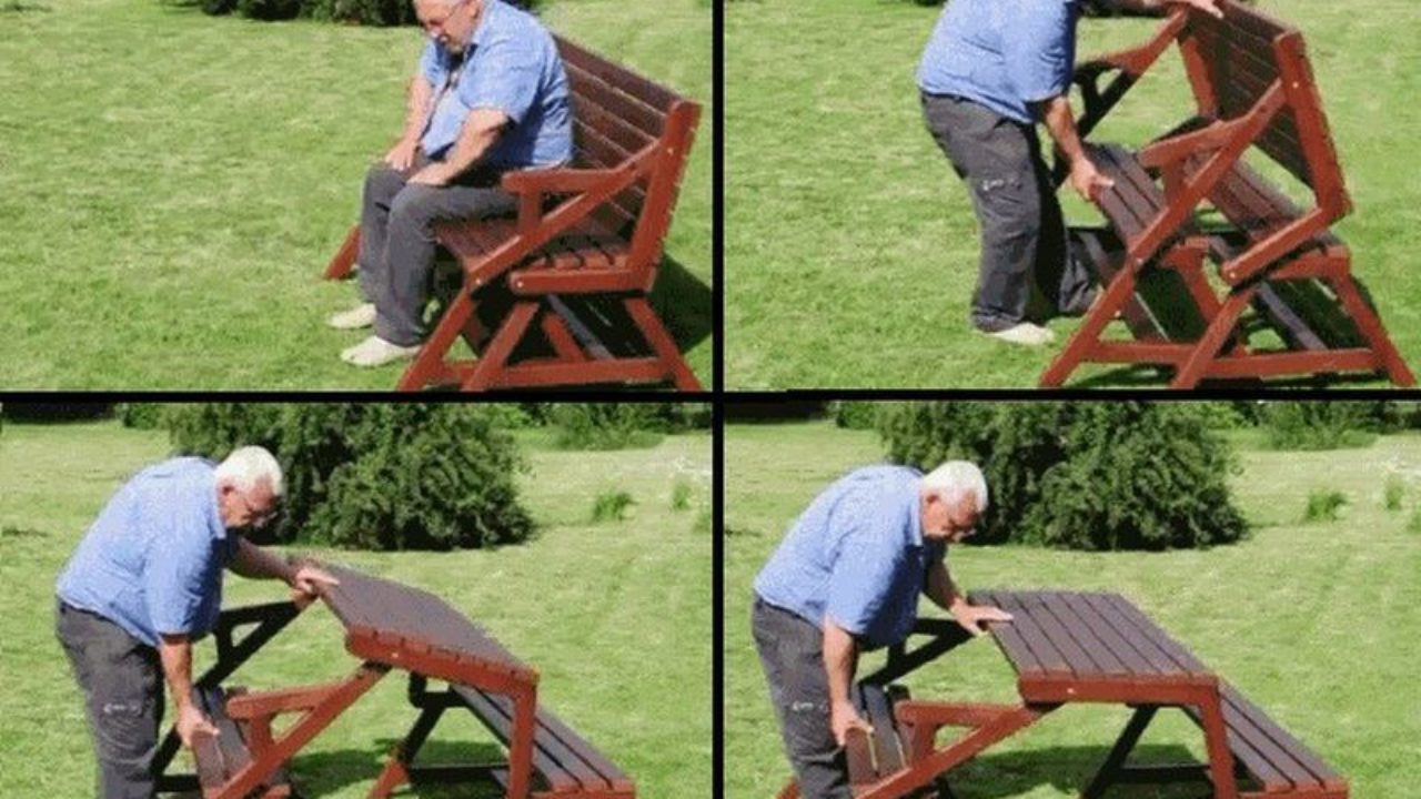 Creative Ideas Diy Folding Bench And Picnic Table Combo