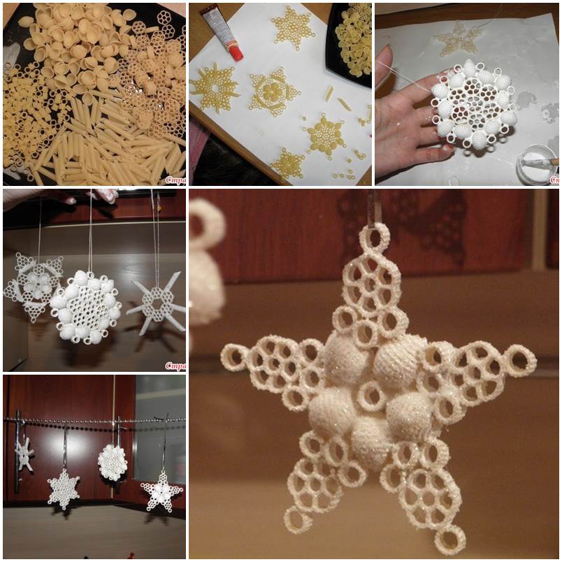  Creative  Ideas  DIY  Pasta Snowflake Ornaments