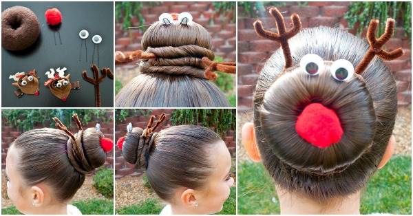 Creative Ideas - DIY Rudolph the Reindeer Bun Holiday 