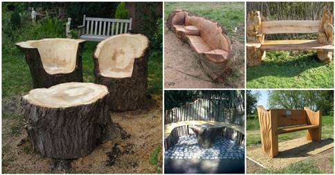 Stunning Tree Trunk Garden Furniture, Tree Trunk Chair Ideas